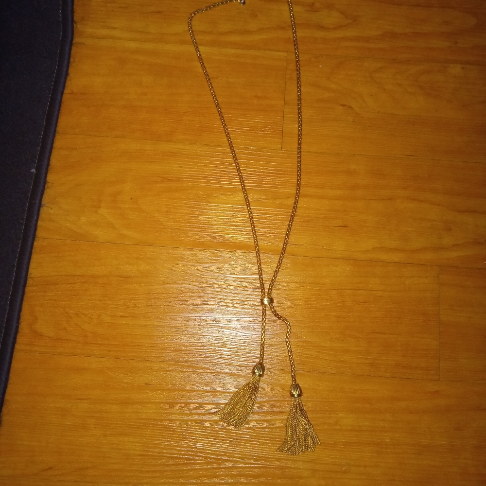 J.Crew Gold Tassel Lariat Chain Necklace.